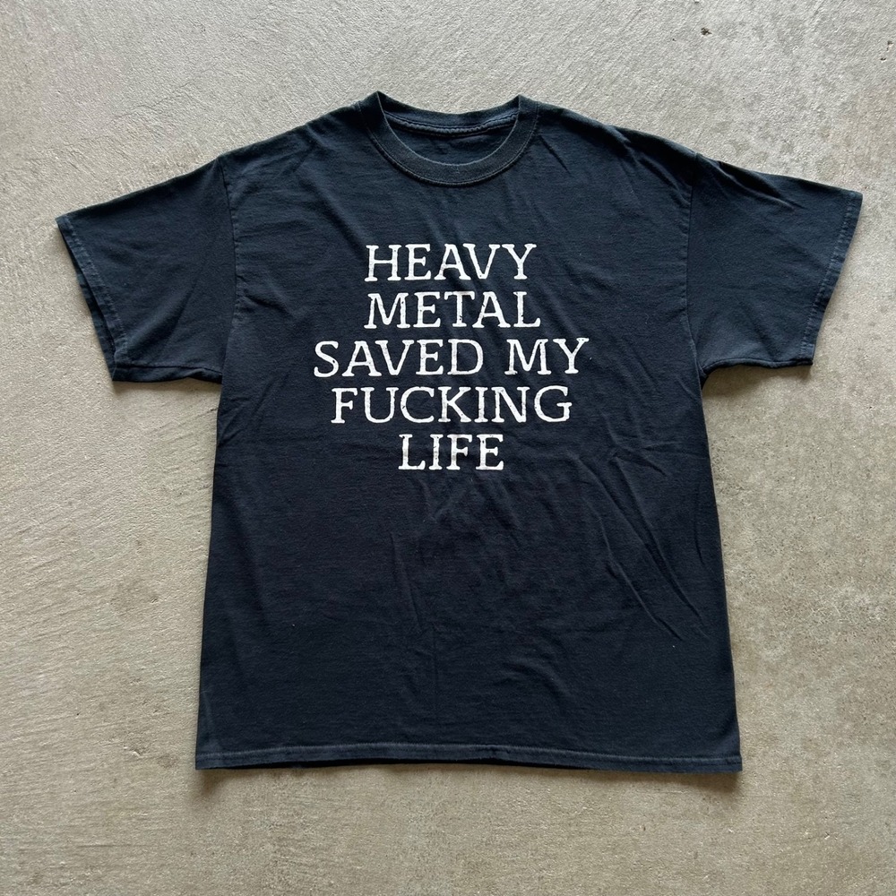 Vintage Heavy Metal Saved My Life Shirt Size Medium Black Rock N Roll Funny